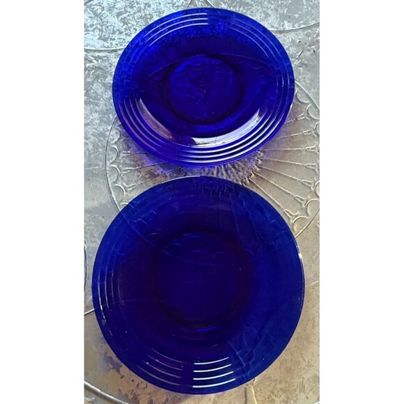 Bormioli Rocco Forum Saphir Vintage Cobalt Blue Glass Dinner Plate Italy Set 2 - Picture 1 of 6